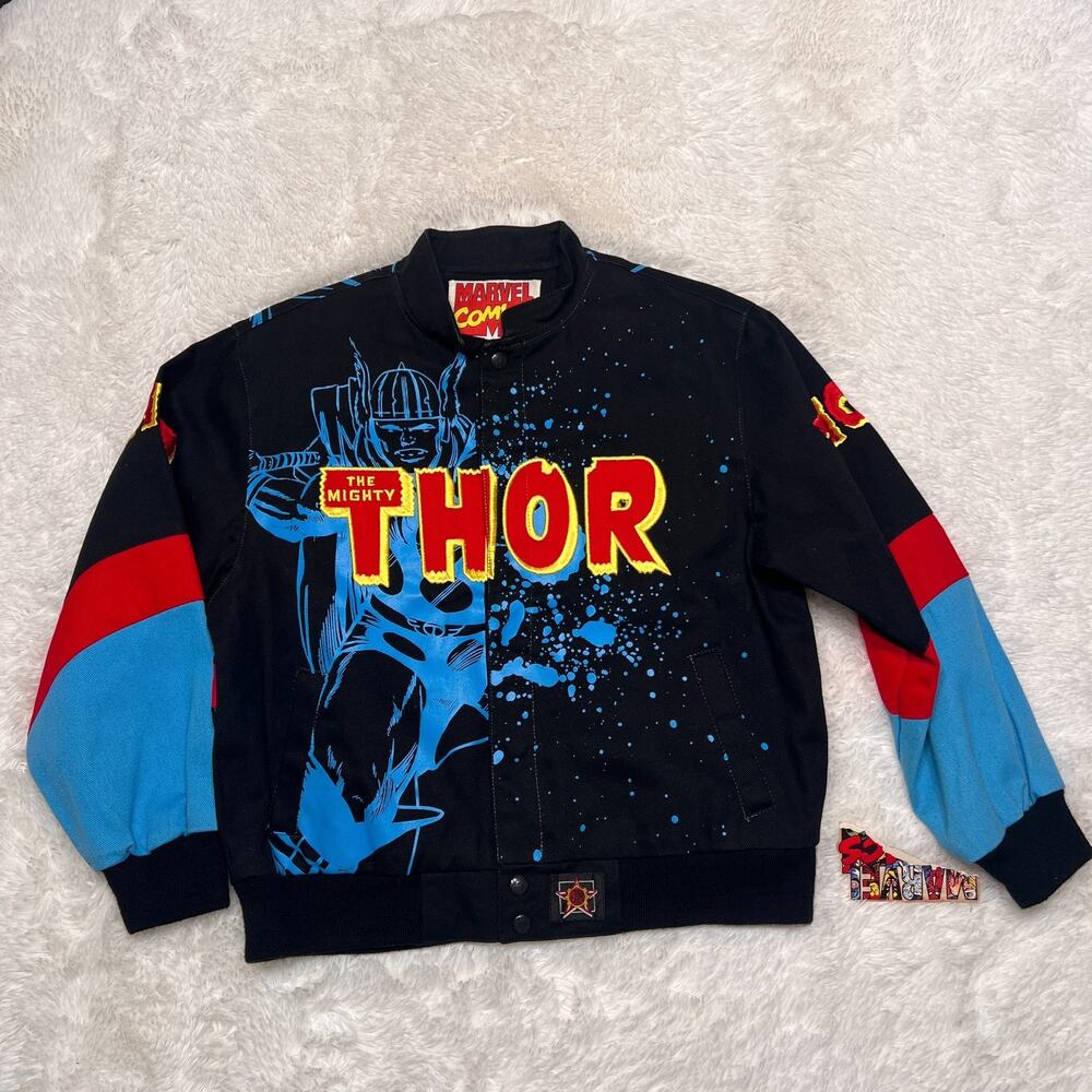 JH DESIGN THE MIGHTY THOR YOUTH JACKET SIZE L 9-10 MARVEL AVENGERS